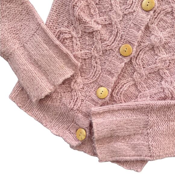 Abercrombie Y2K Wool Pink Off Shoulder Cardigan Soft Girl Coquette Barbiecore XL - Picture 4 of 8